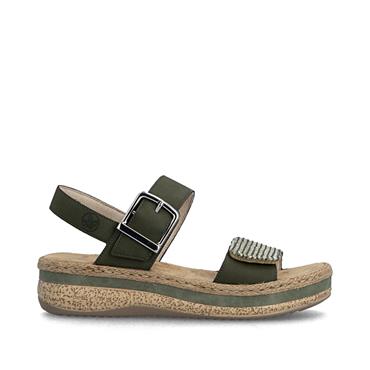 Rieker Double Velcro Strap Sandal - Moss